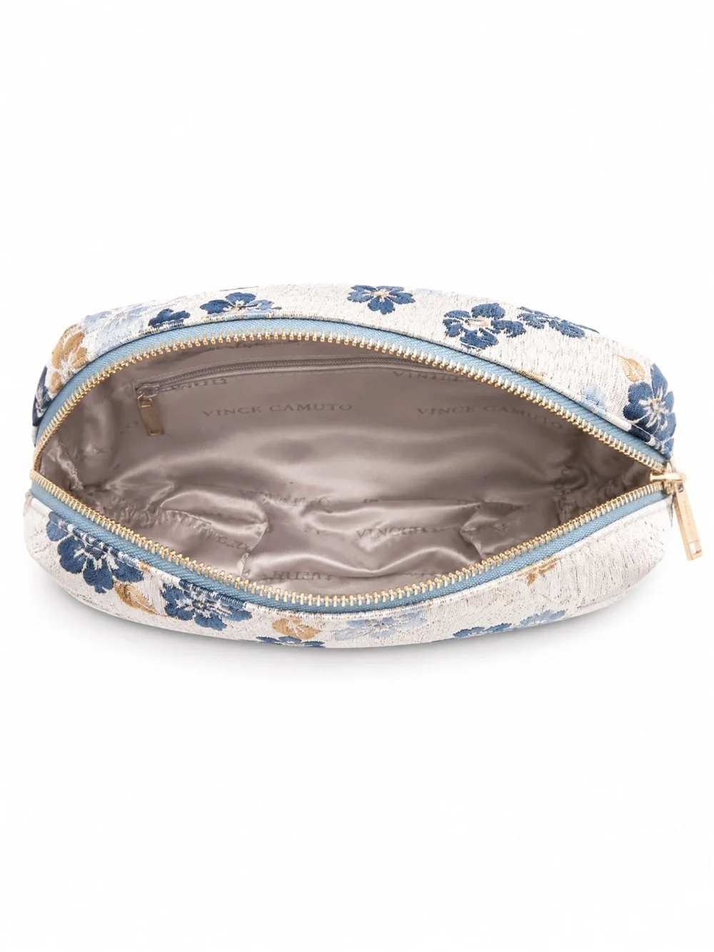Vince Camuto Blue Floral Cosmetic Bag Cottagecore Coquette Makeup Bag